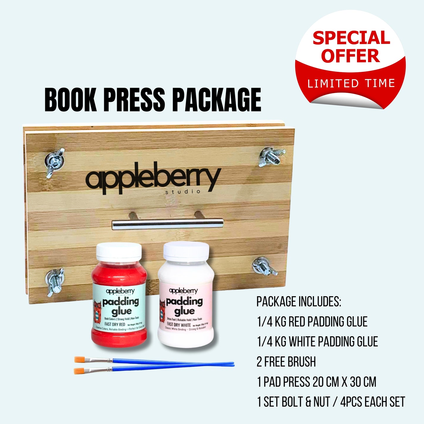 BOOK PRESS / PAD PRESS Package with Padding Glue and FREE BRUSH